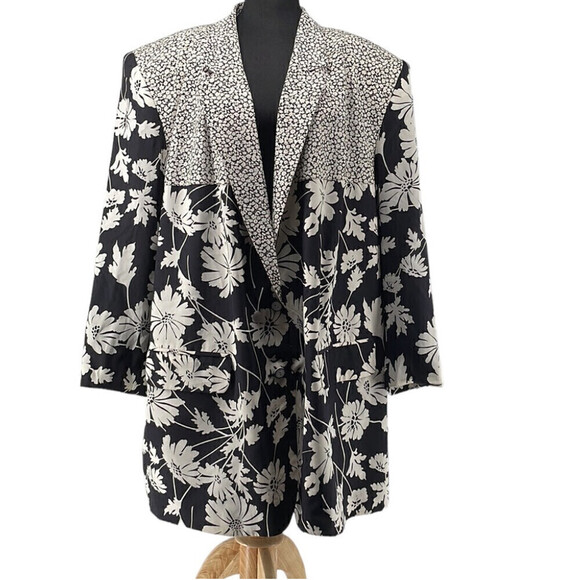 August Silk Diane Gilman silk blazer floral plus size career even luxury sz 2X - Picture 4 of 10